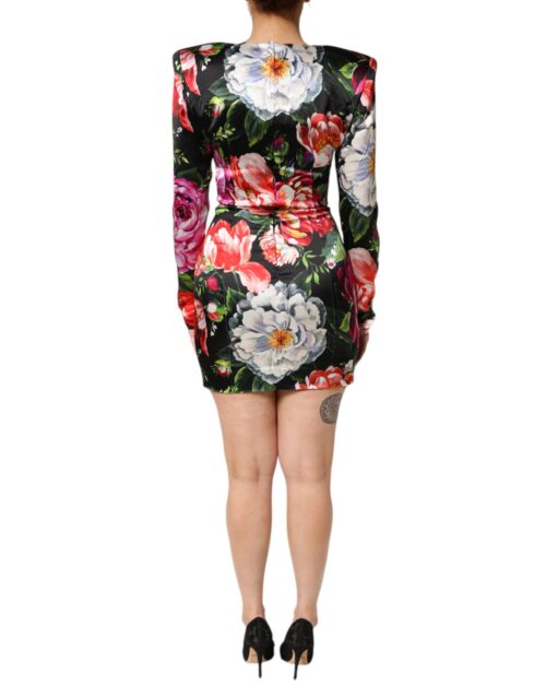 Dolce & Gabbana must lilleline Fiori Pittorici mini bodycon kleit