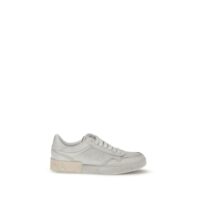 Dolce & Gabbana White Calf Leather Bos Taurus Low Top Sneakers