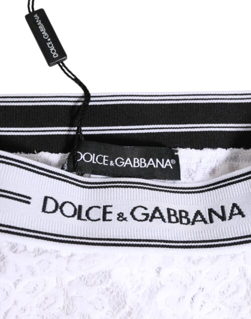 Dolce & Gabbana valged pitsilised logovööga aluspüksid