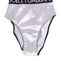 Dolce & Gabbana valged satiinist kõrge vöökohaga naiste aluspüksid logoga