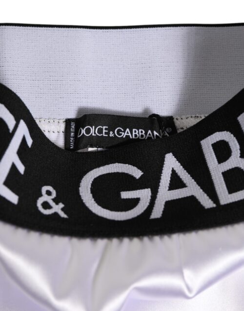 Dolce & Gabbana valged satiinist kõrge vöökohaga naiste aluspüksid logoga