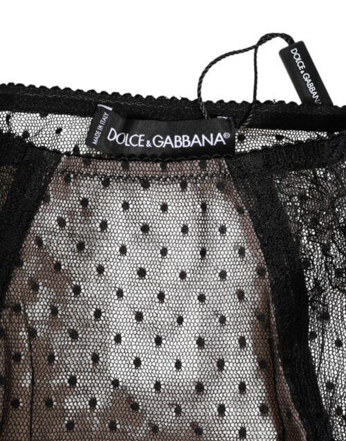 Dolce & Gabbana mustad läbipaistvad täpilise pitsiga kõrge vöökohaga aluspüksid