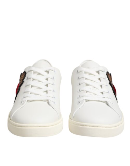 9006052.jpeg Dolce & Gabbana White Leather Sacred Heart Patch Sneakers Shoes