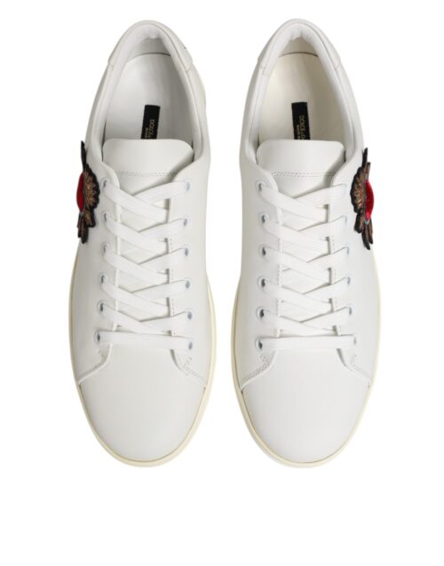 9006053.jpeg Dolce & Gabbana White Leather Sacred Heart Patch Sneakers Shoes