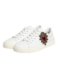 9006054.jpeg Dolce & Gabbana White Leather Sacred Heart Patch Sneakers Shoes