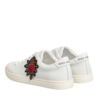 9006055.jpeg Dolce & Gabbana White Leather Sacred Heart Patch Sneakers Shoes