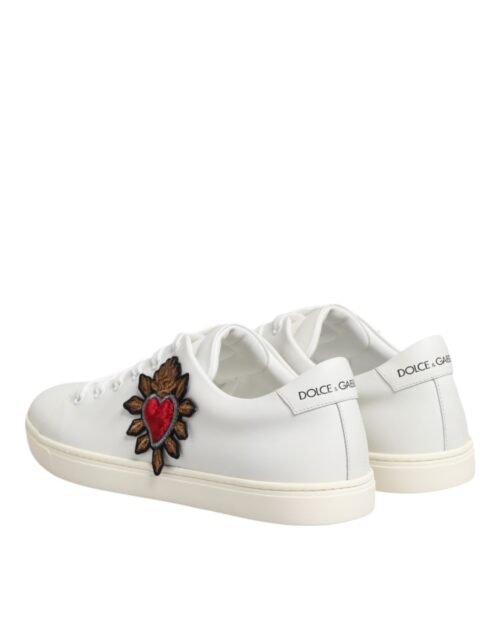 9006055.jpeg Dolce & Gabbana White Leather Sacred Heart Patch Sneakers Shoes