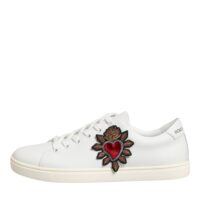 9006056.jpeg Dolce & Gabbana White Leather Sacred Heart Patch Sneakers Shoes