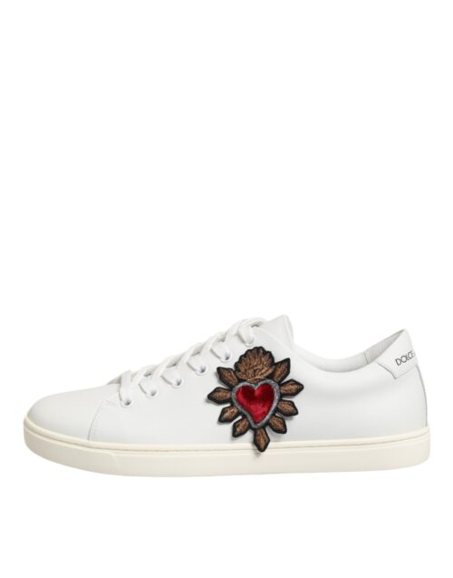 9006056.jpeg Dolce & Gabbana White Leather Sacred Heart Patch Sneakers Shoes