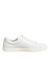 Dolce & Gabbana White Leather Sacred Heart Patch Sneakers Shoes