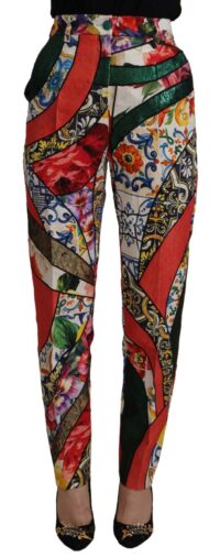 Dolce & Gabbana mitmevärvilised patchwork jacquard kõrge vöökohaga püksid