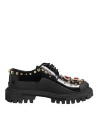 Dolce & Gabbana mustad nahast kristallkaunistustega derby-kingad