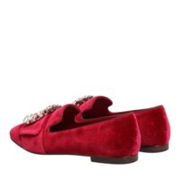 Dolce & Gabbana punased sametmokassiinkingad kristallpandla ja madala tallaga