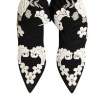 Dolce & Gabbana must-valged tikandiga jersey-stiilis stilettosaapad
