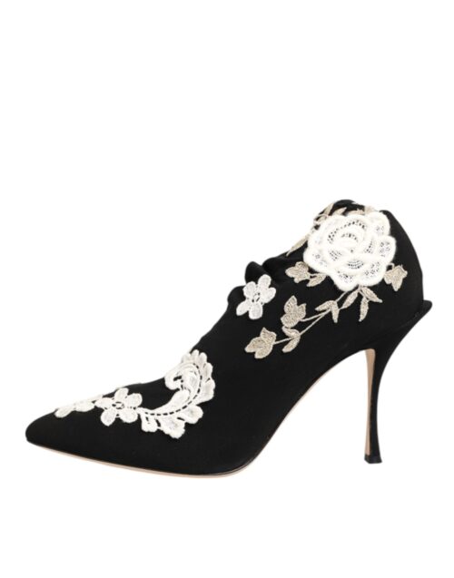 Dolce & Gabbana must-valged tikandiga jersey-stiilis stilettosaapad