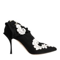 Dolce & Gabbana must-valged tikandiga jersey-stiilis stilettosaapad