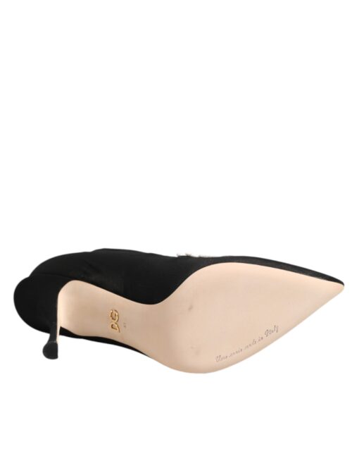 Dolce & Gabbana must-valged tikandiga jersey-stiilis stilettosaapad