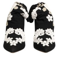 Dolce & Gabbana must-valged tikandiga jersey-stiilis stilettosaapad
