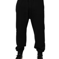 Dolce & Gabbana mustad puuvillased nööriga logo dressipüksid