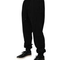 Dolce & Gabbana mustad puuvillased nööriga logo dressipüksid