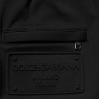Dolce & Gabbana mustad puuvillased nööriga logo dressipüksid