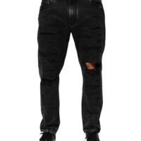 Dolce & Gabbana mustad kulutatud avarast lõikega puuvillased teksad