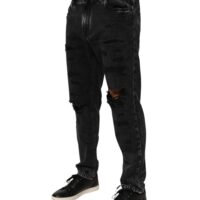 Dolce & Gabbana mustad kulutatud avarast lõikega puuvillased teksad