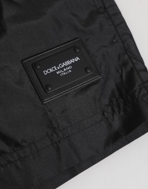 Dolce & Gabbana Mustad Logo Polüestrist Rannapüksid/Ujumispüksid