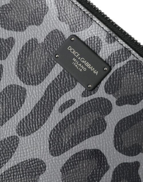 Dolce & Gabbana mitmevärviline leopardimustriline jacquard dokumendikott logo plaagiga