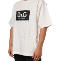Dolce & Gabbana valge logo trükiga meeste puuvillane T-särk