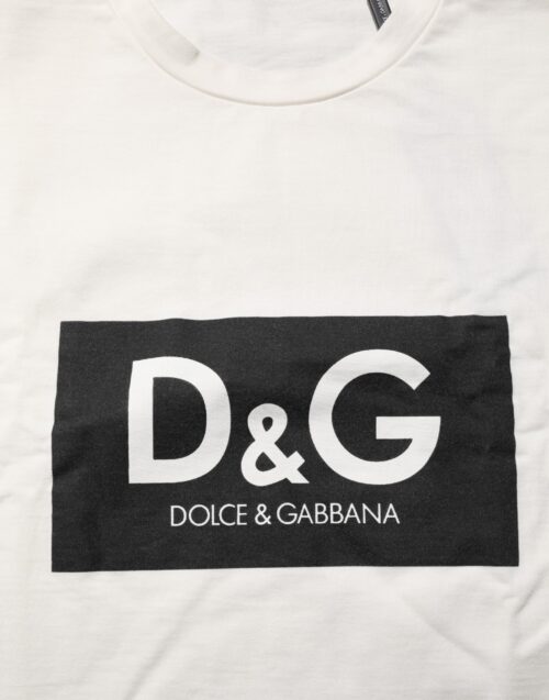 Dolce & Gabbana valge logo trükiga meeste puuvillane T-särk