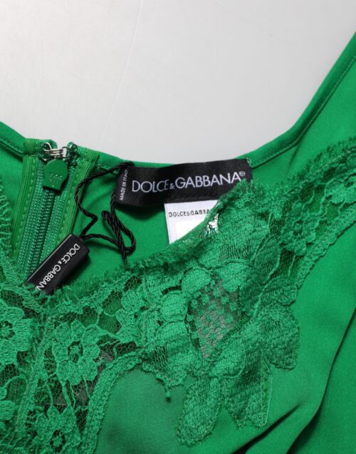 Dolce & Gabbana roheline pitsiline siidist lühikeste varrukateta pesutopp
