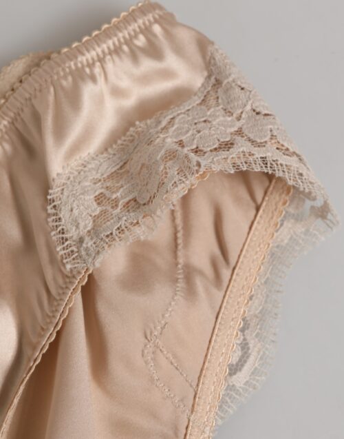 Dolce & Gabbana beež siidist satiinist lillelise pitsiga aluspüksid