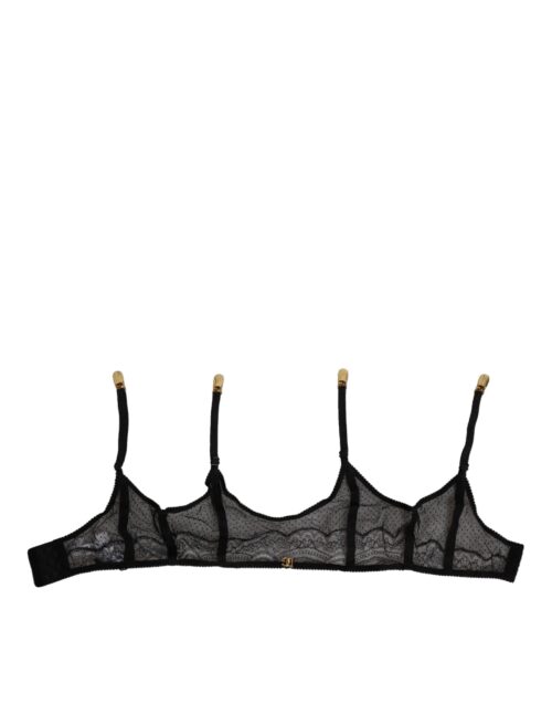 Dolce & Gabbana musta lillelise pitsiga sukahoidja nailonist rihmadega