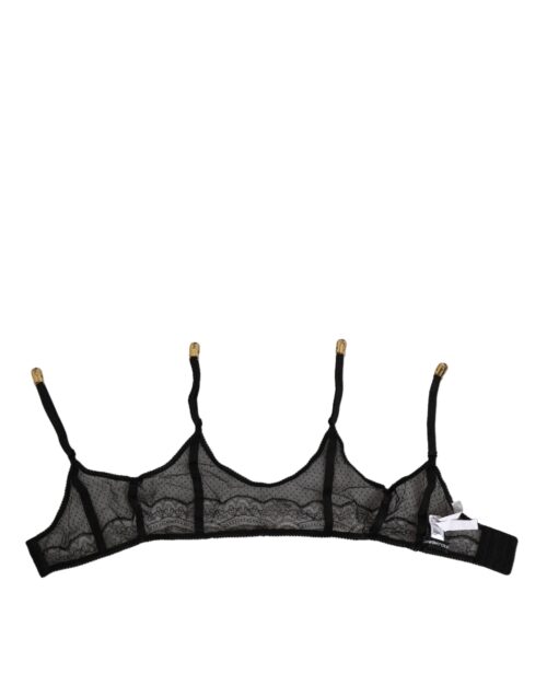 Dolce & Gabbana musta lillelise pitsiga sukahoidja nailonist rihmadega