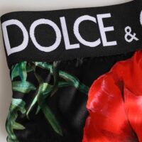 Dolce & Gabbana mustad lillelised siidist kõrge vöökohaga aluspüksid