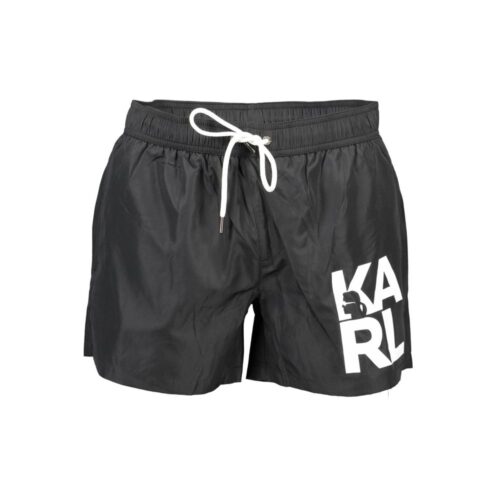 Karl Lagerfeld Black Polyester Men's Swim Trunk
