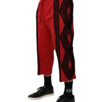 Dolce & Gabbana punased tikanditega vabaaja lühendatud püksid