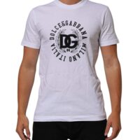 Dolce & Gabbana valge logo trükiga ümara kaelusega T-särk
