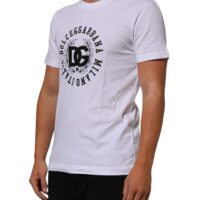 Dolce & Gabbana valge logo trükiga ümara kaelusega T-särk