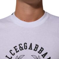 Dolce & Gabbana valge logo trükiga ümara kaelusega T-särk