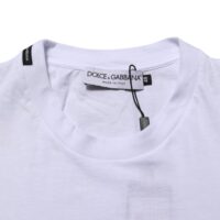 Dolce & Gabbana valge logo trükiga ümara kaelusega T-särk