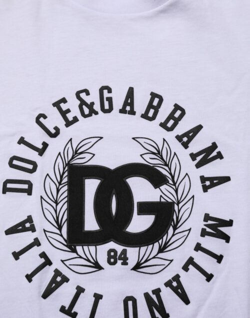 Dolce & Gabbana valge logo trükiga ümara kaelusega T-särk