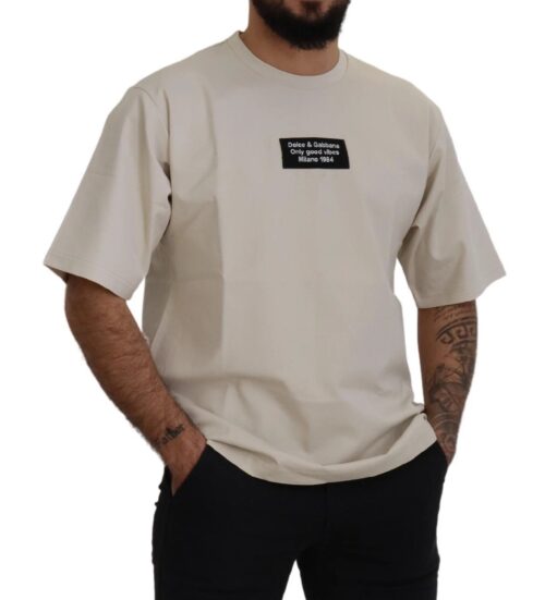 Dolce & Gabbana elevandiluu toonis puuvillane trükitud T-särk ümmarguse kaelusega