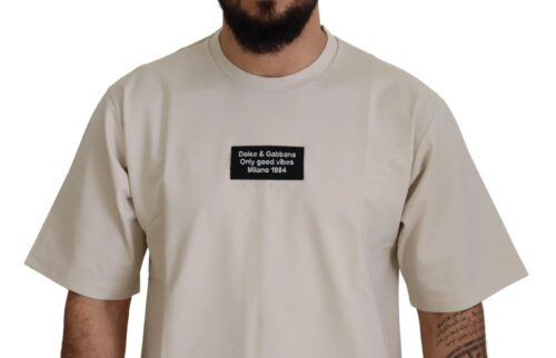 Dolce & Gabbana elevandiluu toonis puuvillane trükitud T-särk ümmarguse kaelusega