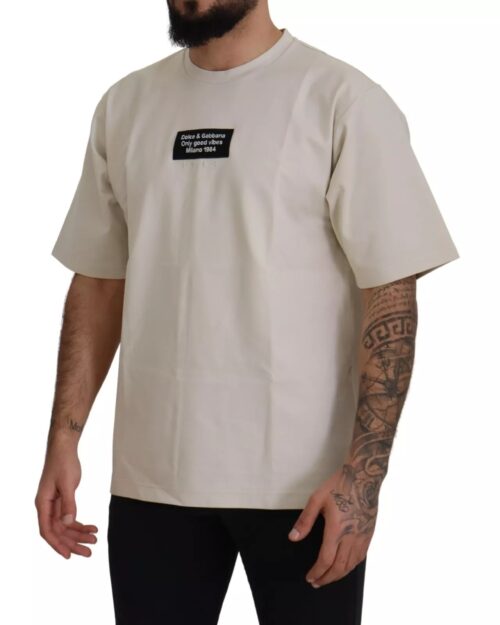 Dolce & Gabbana elevandiluu toonis puuvillane trükitud T-särk ümmarguse kaelusega