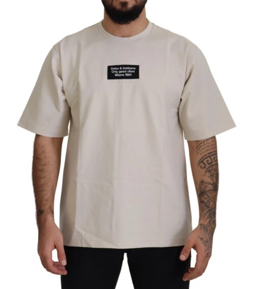 Dolce & Gabbana elevandiluu toonis puuvillane trükitud T-särk ümmarguse kaelusega