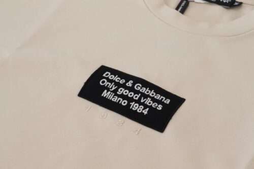 Dolce & Gabbana elevandiluu toonis puuvillane trükitud T-särk ümmarguse kaelusega