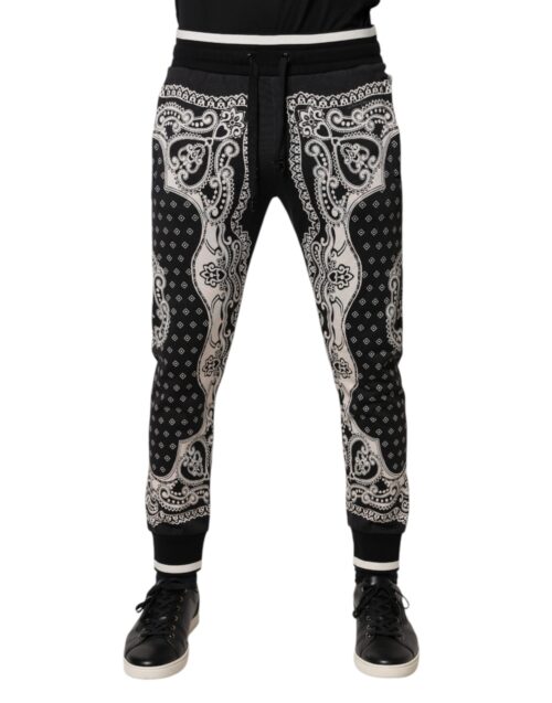 Dolce & Gabbana Mustad jogger-dressipüksid bandaanamustriga