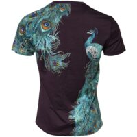 Dolce & Gabbana violetne paabulinnu sulgedega meeste T-särk, ümmarguse kaelusega